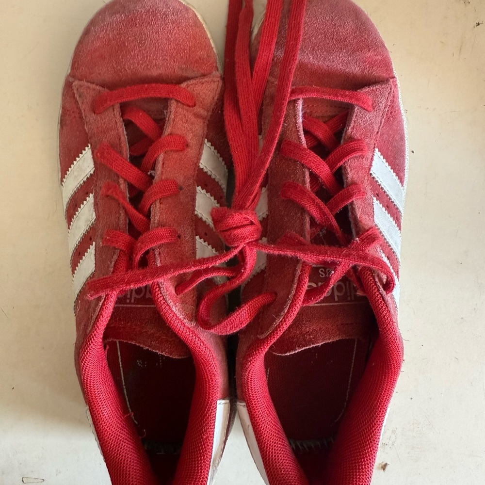 Adidas Red and White Sneakers Sporty Design